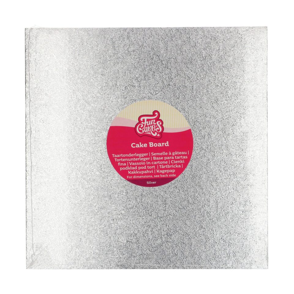 FunCakes cakeboard vierkant Silver 25x25 cm