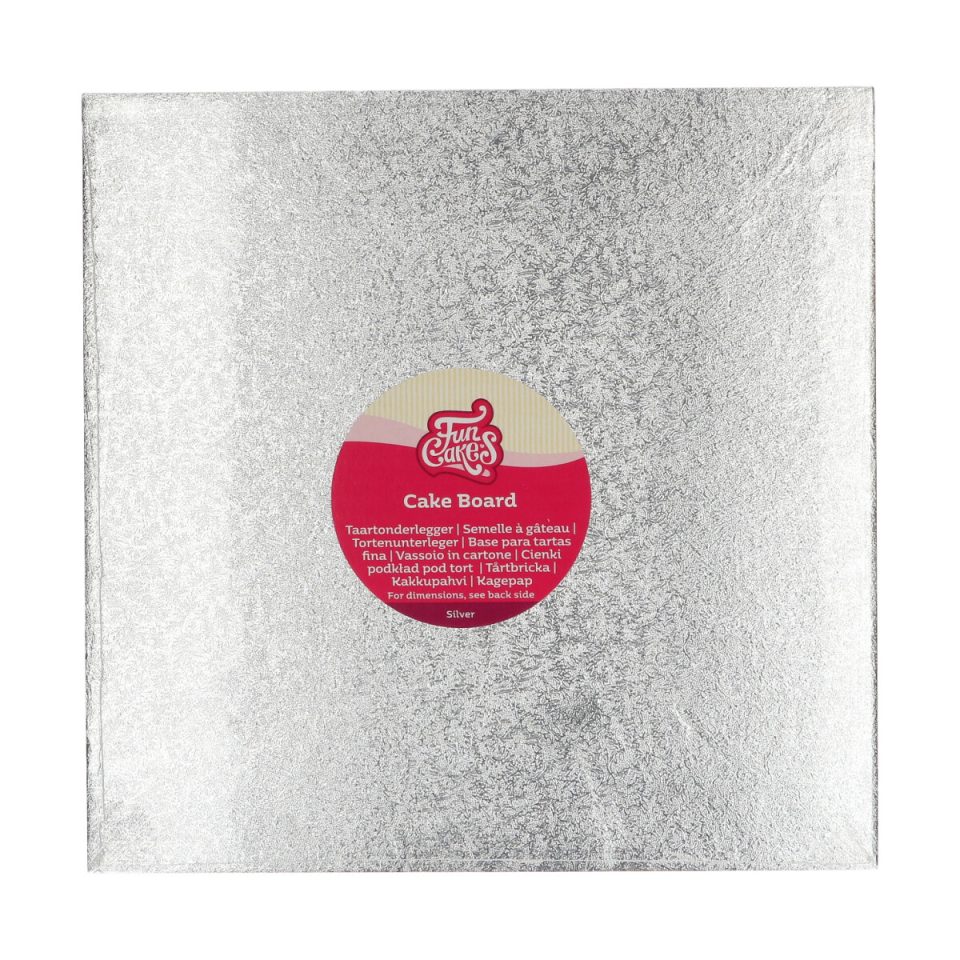 FunCakes cakeboard vierkant Silver 35,6x35,6 cm