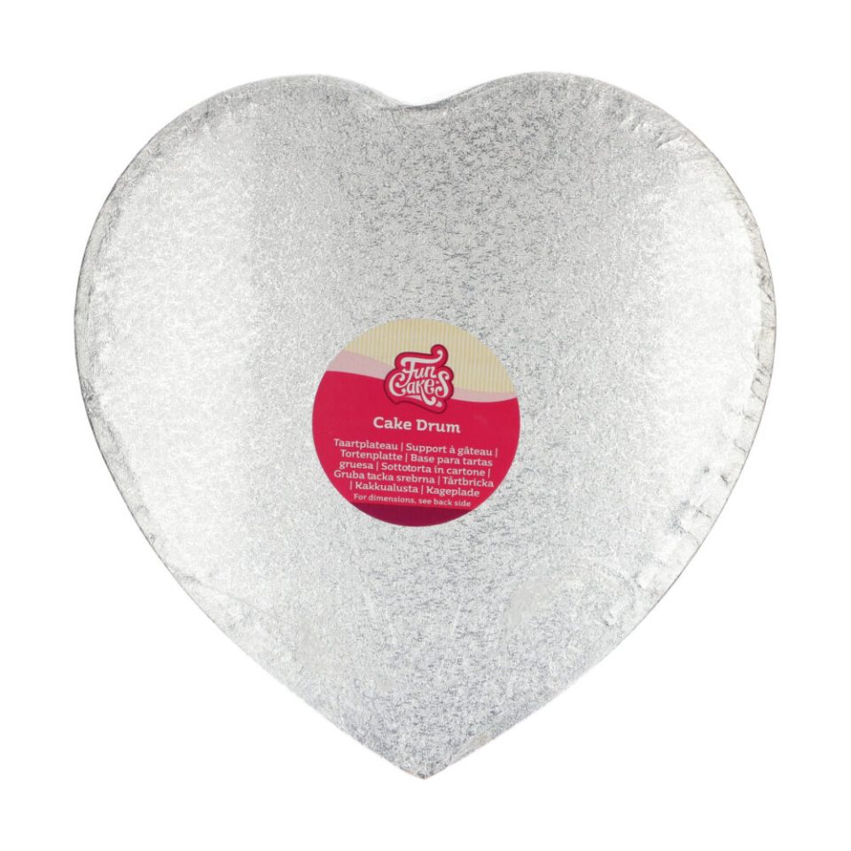 FunCakes cake drum Heart Silver 33 cm