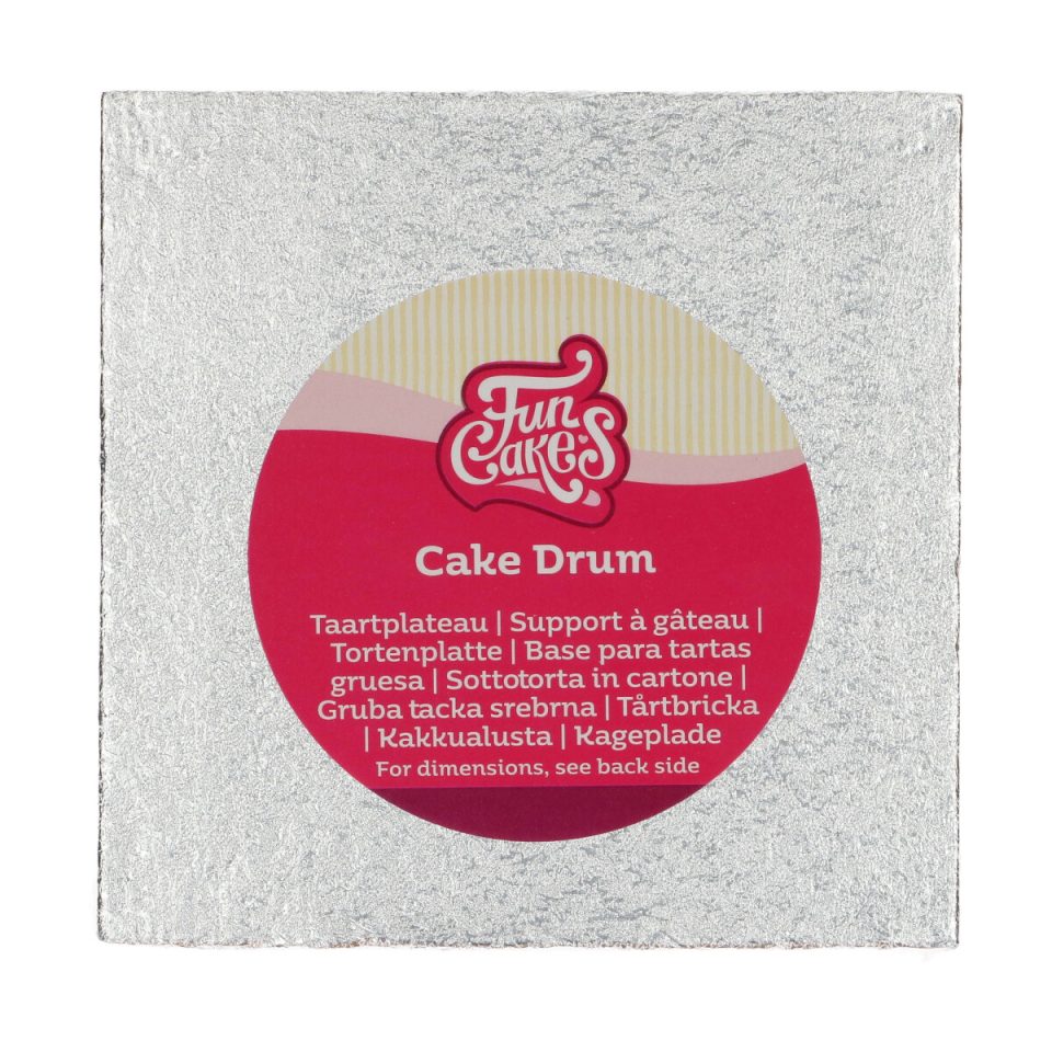 FunCakes cake drum vierkant Silver 15 cm
