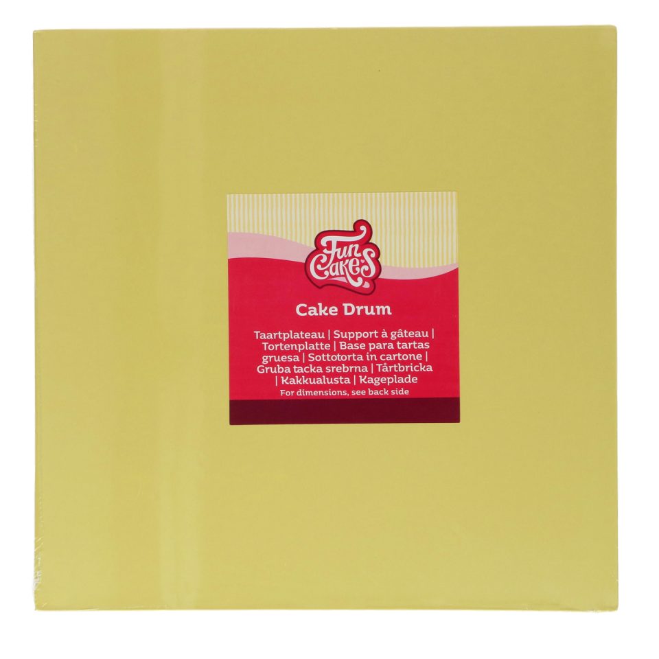 FunCakes cake drum vierkant Pastel Yellow 30 cm