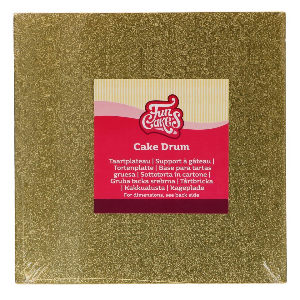 FunCakes cake drum vierkant Gold 25 cm