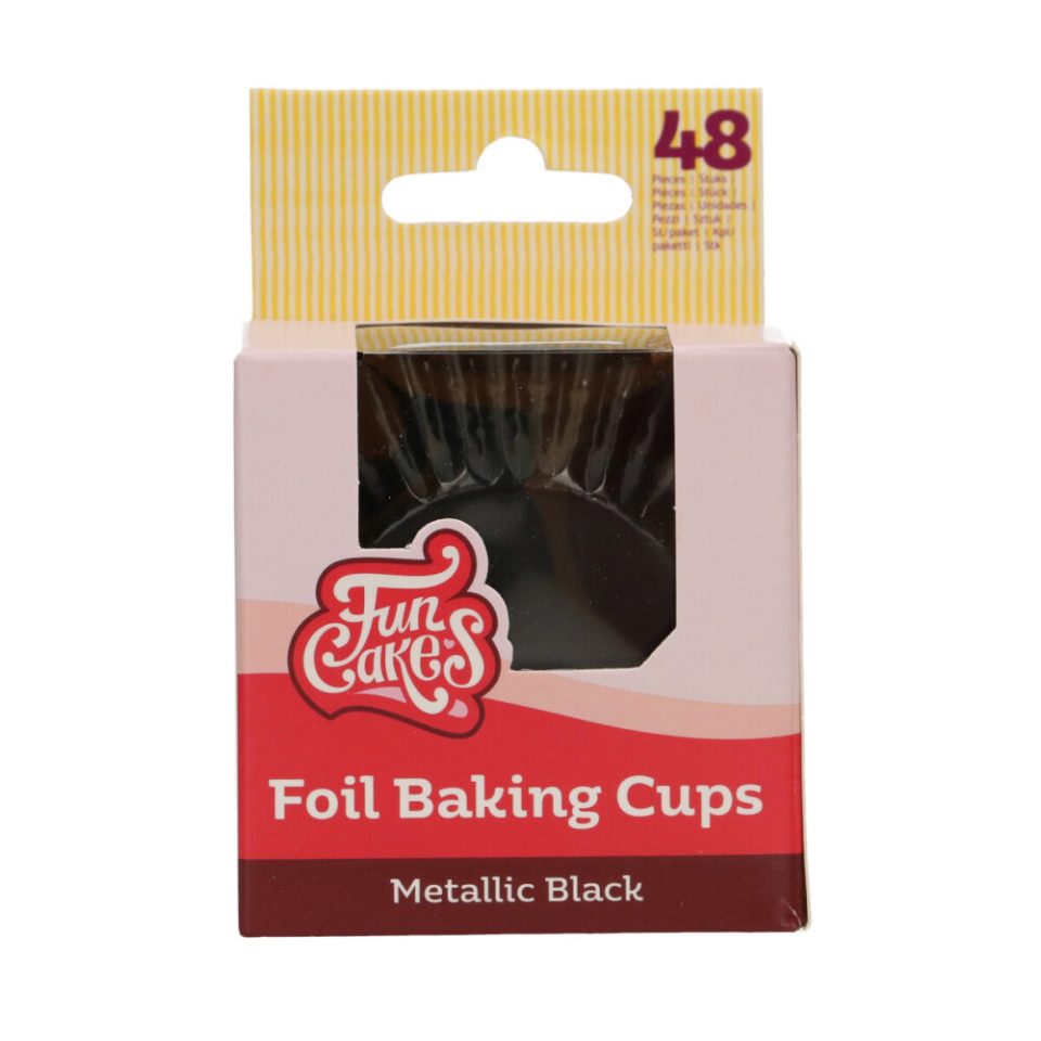 FunCakes Foil cupcakevormpjes Metallic Black 48 stuks