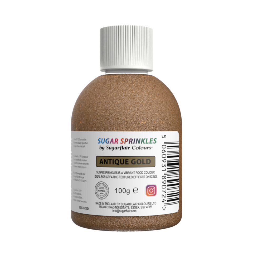 Sugarflair Sugar Sprinkles Antique Gold 100 g