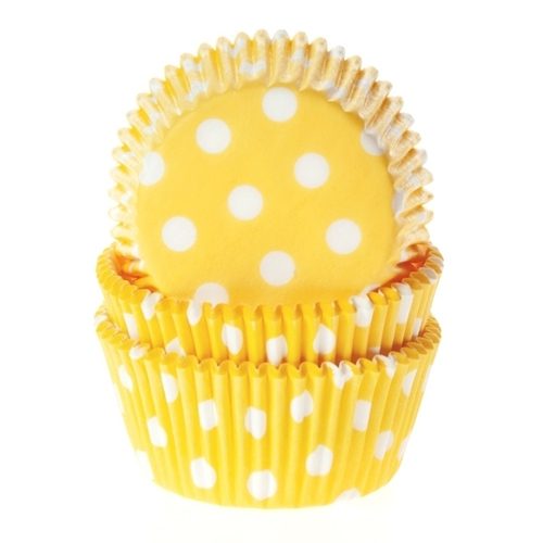 House of Marie cupcakevormpjes Polkadot Yellow 48 stuks