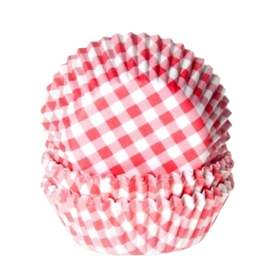 House of Marie cupcakevormpjes Gingham Red 48 stuks