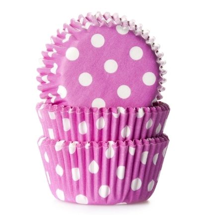 House of Marie Mini cupcakevormpjes Polkadot Pink 60 stuks