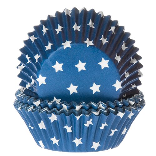 House of Marie cupcakevormpjes Star Blue 48 stuks