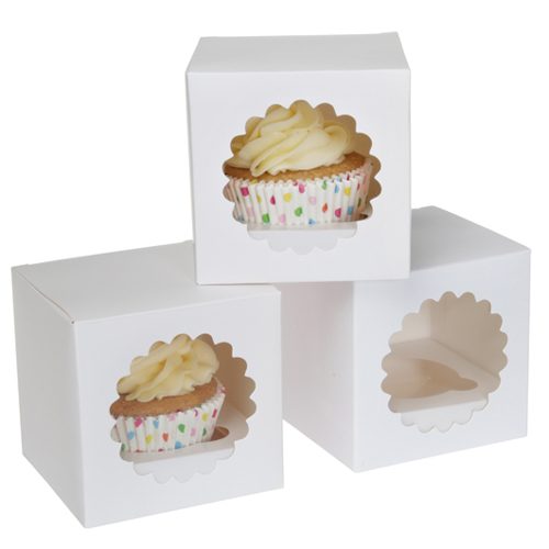 House of Marie cupcakedoos met venster White 1 3 stuks