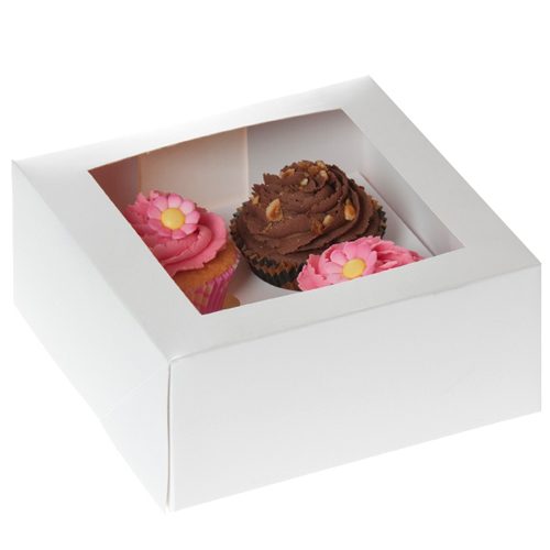 House of Marie cupcakedoos met venster White 4 2 stuks