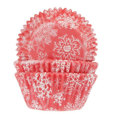 House of Marie cupcakevormpjes Snow Crystal Red 48 stuks