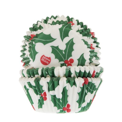 House of Marie cupcakevormpjes Christmas Holly Leaf 48 stuks