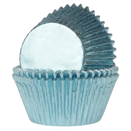 House of Marie Mini cupcakevormpjes Foil Baby Blue 36 stuks