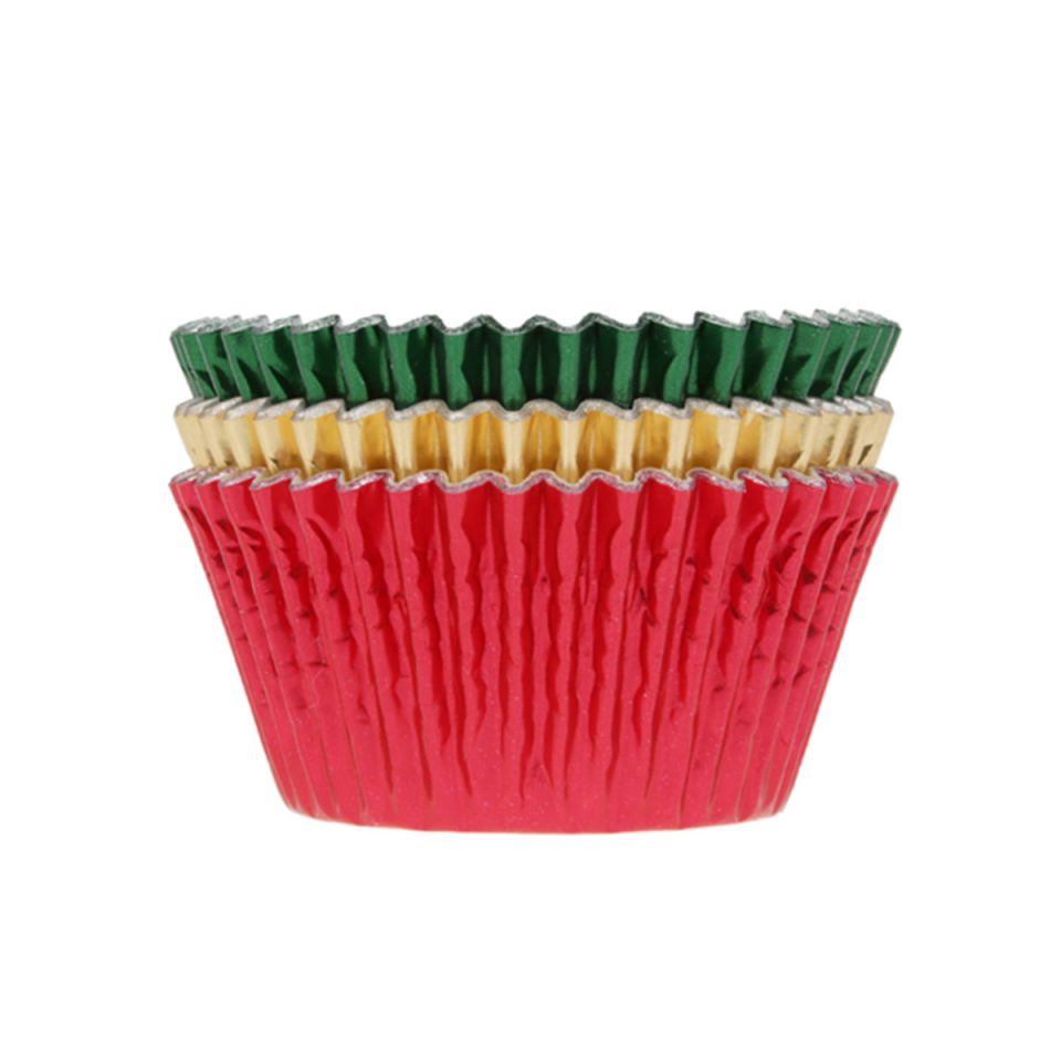 House of Marie cupcakevormpjes Foil Red/Green/Gold 36 stuks