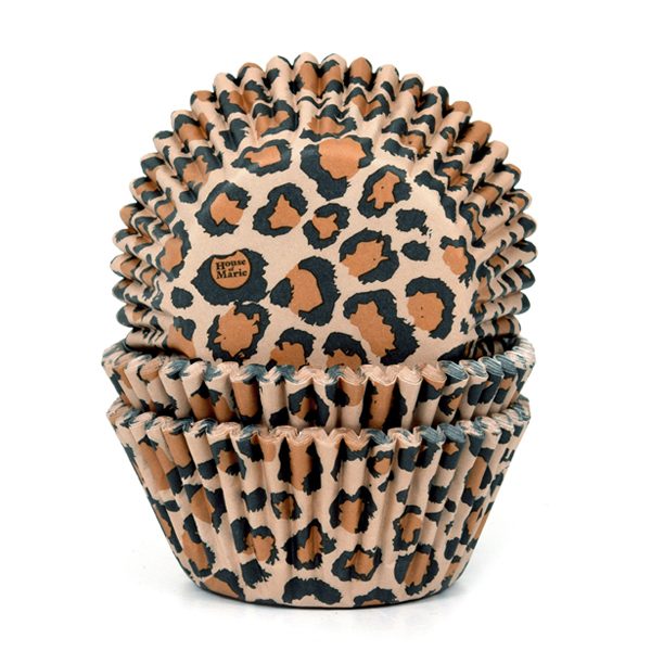 House of Marie cupcakevormpjes Leopard Brown 48 stuks