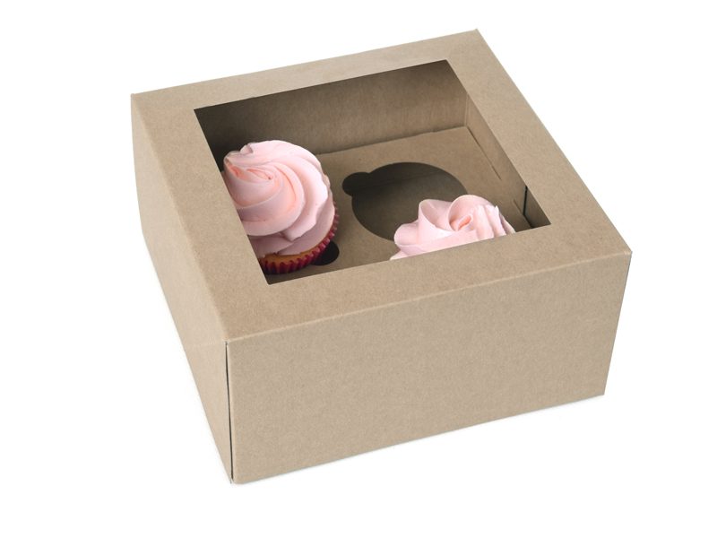 House of Marie cupcakedoos met venster Kraft 4 2 stuks