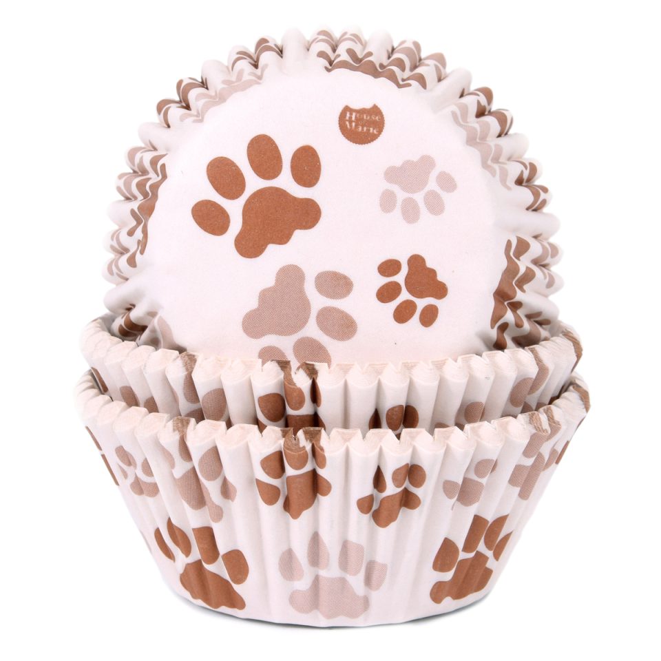 House of Marie cupcakevormpjes Paw Brown 48 stuks
