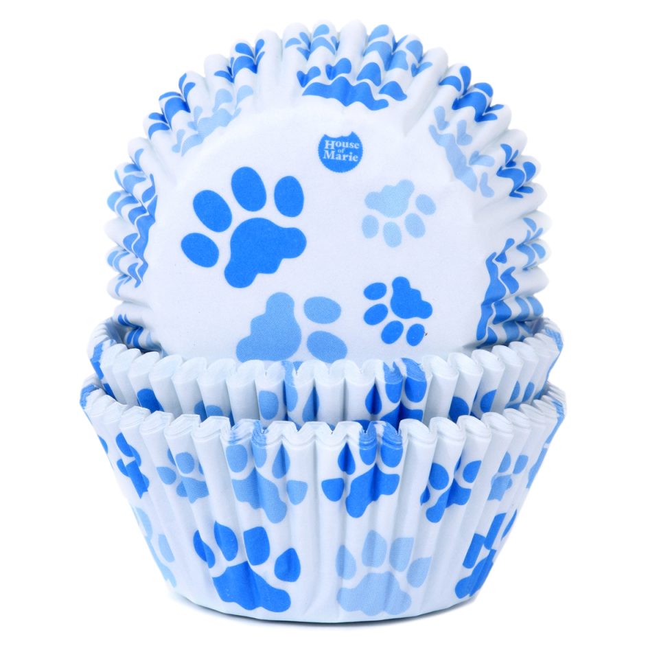 House of Marie cupcakevormpjes Paw Blue 48 stuks