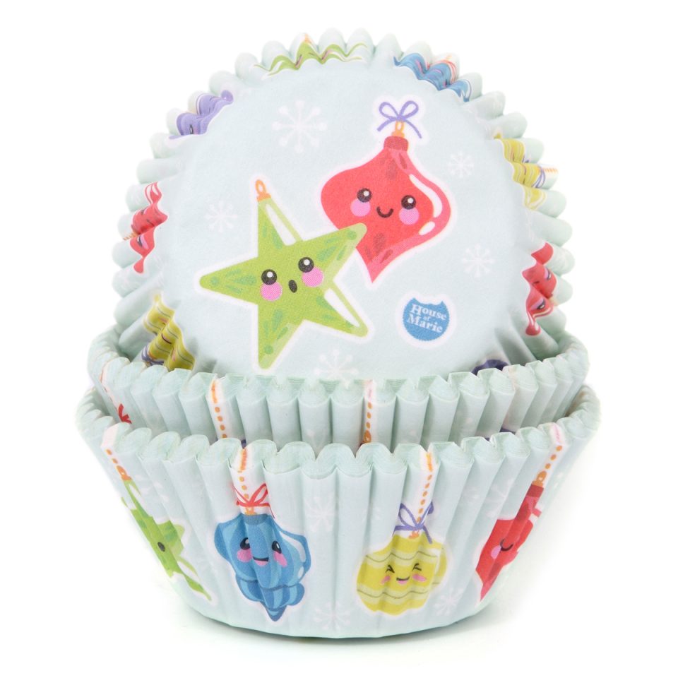 House of Marie cupcakevormpjes Christmas Baubles 48 stuks