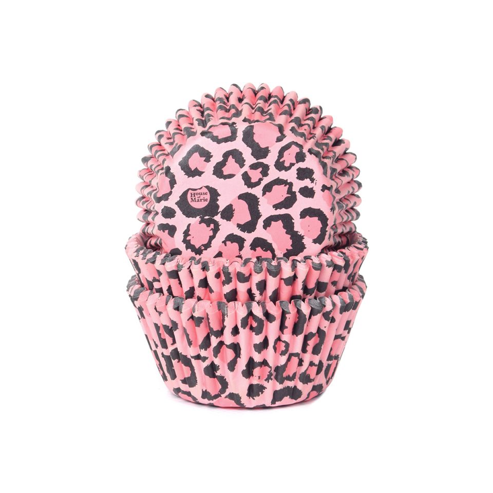 House of Marie cupcakevormpjes Leopard Pink 48 stuks