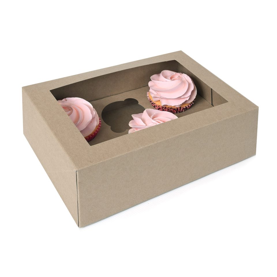 House of Marie cupcakedoos met venster Kraft 6 2 stuks