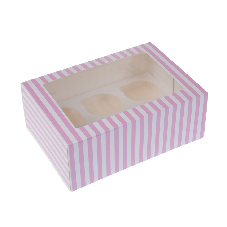 House of Marie cupcakedoos met venster Circus Pink 6 2 stuks