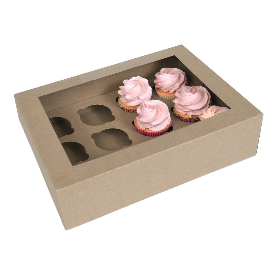House of Marie cupcakedoos met venster Kraft 12 2 stuks