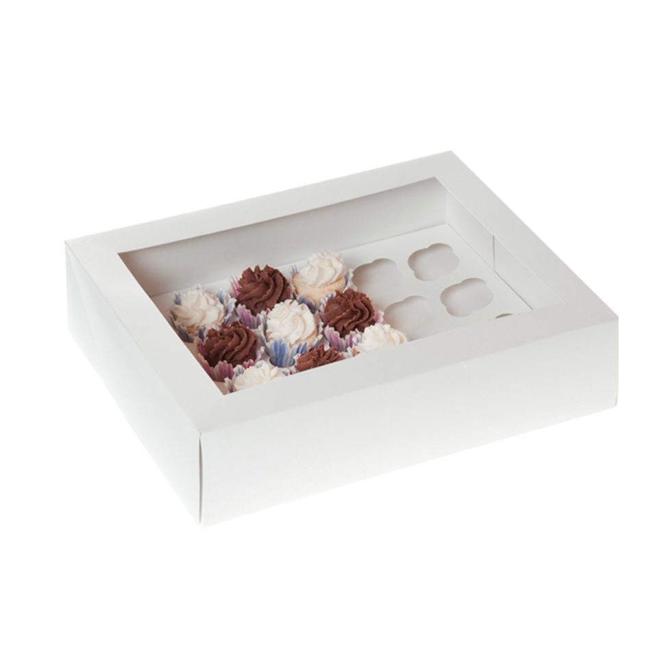 House of Marie Mini cupcakedoos met venster White 24 2 stuks