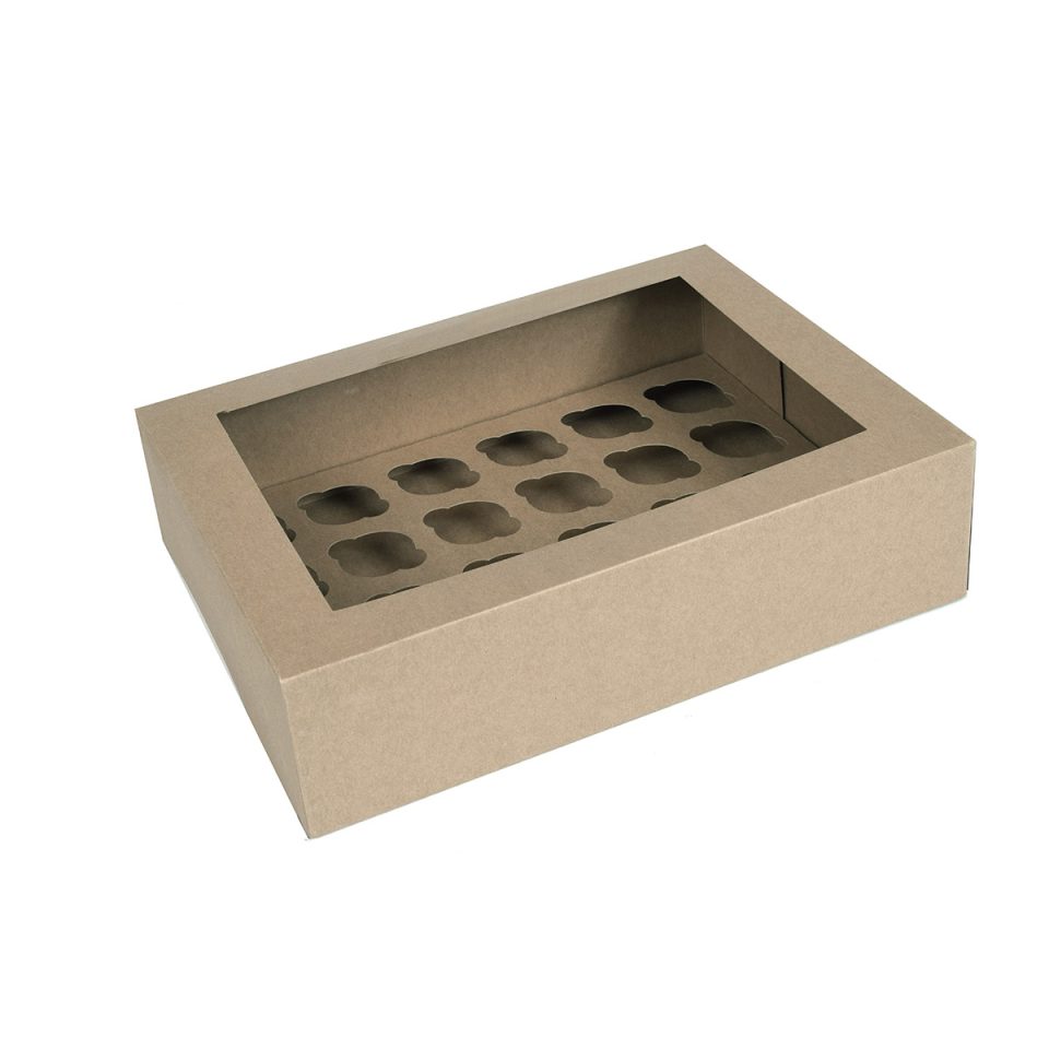 House of Marie Mini cupcakedoos met venster Kraft 24 2 stuks