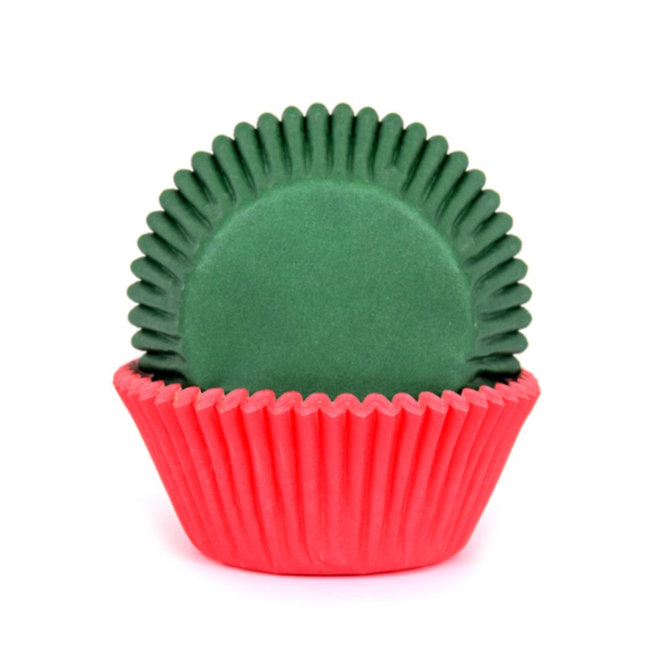 House of Marie cupcakevormpjes Red/Green 48 stuks