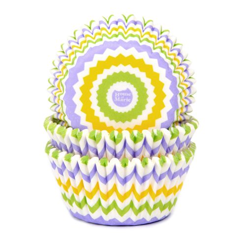 House of Marie cupcakevormpjes Chevron Spring 48 stuks