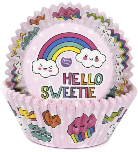 House of Marie cupcakevormpjes Rainbow Pink 48 stuks