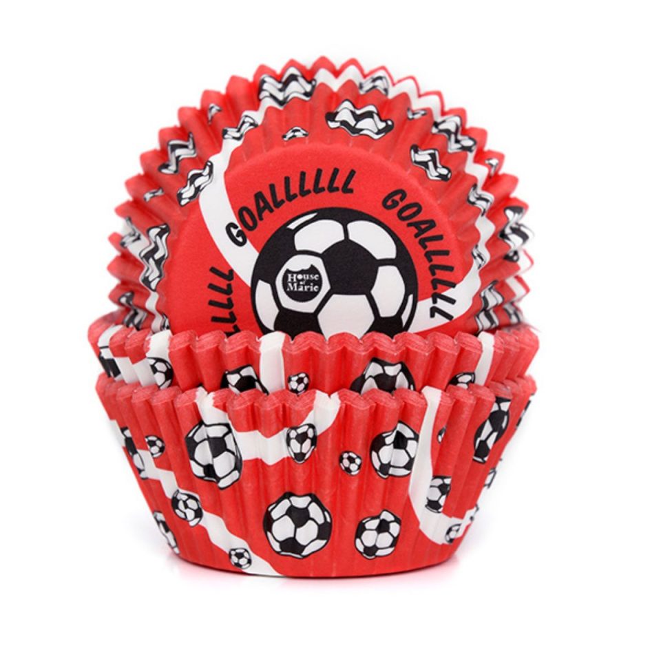 House of Marie cupcakevormpjes Red Football Goal 48 stuks