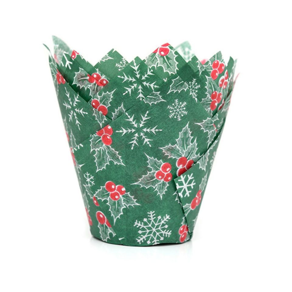 House of Marie Tulip cupcakevormpjes Holly Christmas 36 stuks
