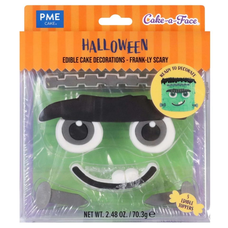 PME Halloween Cake suikerdecoraties Frankenstein Face set van 5