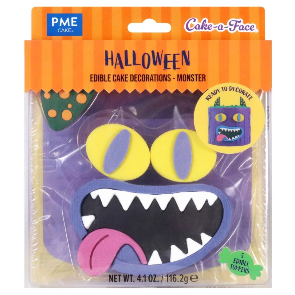 PME Halloween Cake suikerdecoraties Monster Face set van 5