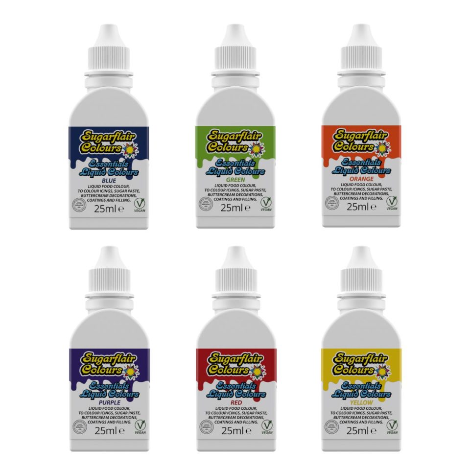 Sugarflair vloeibare kleurstof Rainbow set van 6