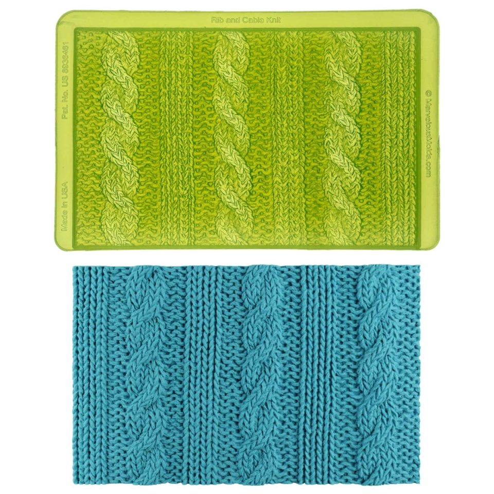 Marvelous Molds siliconen mal Rib & Cable Knit Simpress