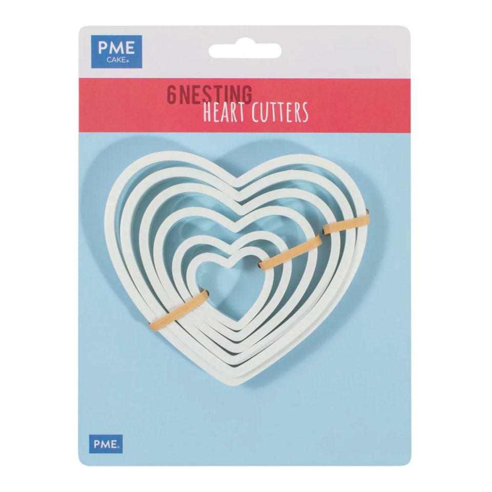PME Plastic uitsteker Heart set van 6