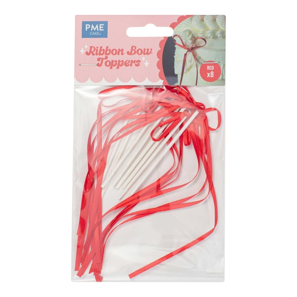 PME Ribbon Bow Toppers Red 8 stuks