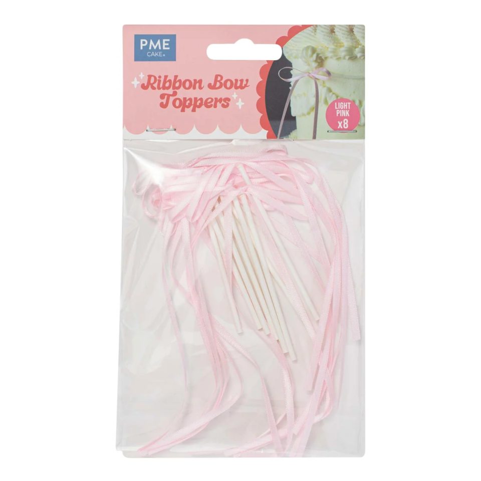 PME Ribbon Bow Toppers Light Pink 8 stuks