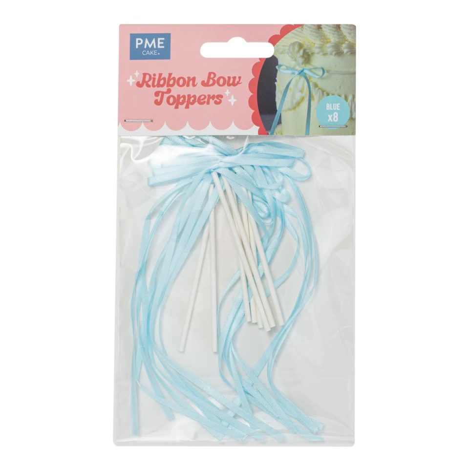 PME Ribbon Bow Toppers Blue 8 stuks