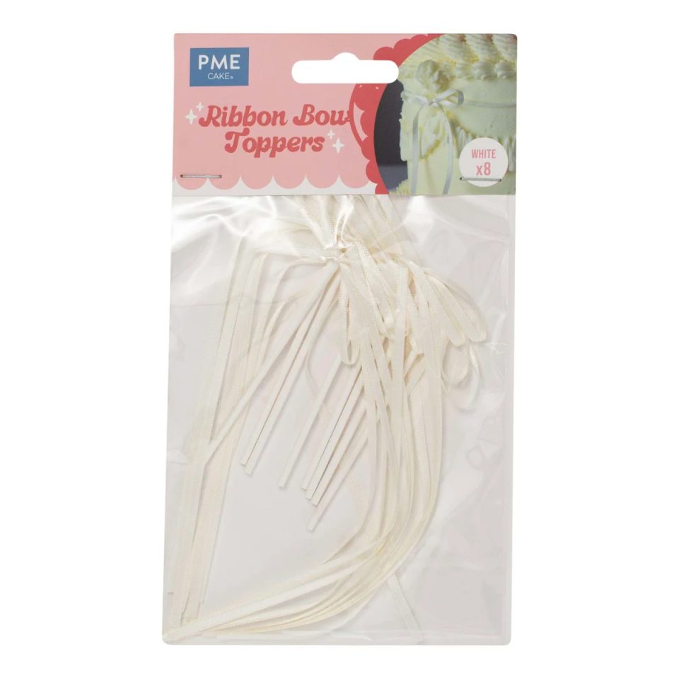 PME Ribbon Bow Toppers White 8 stuks