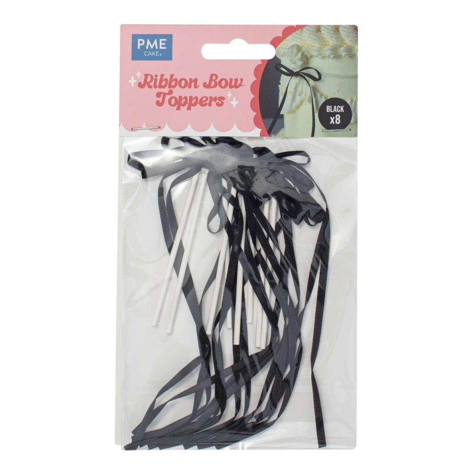 PME Ribbon Bow Toppers Black 8 stuks
