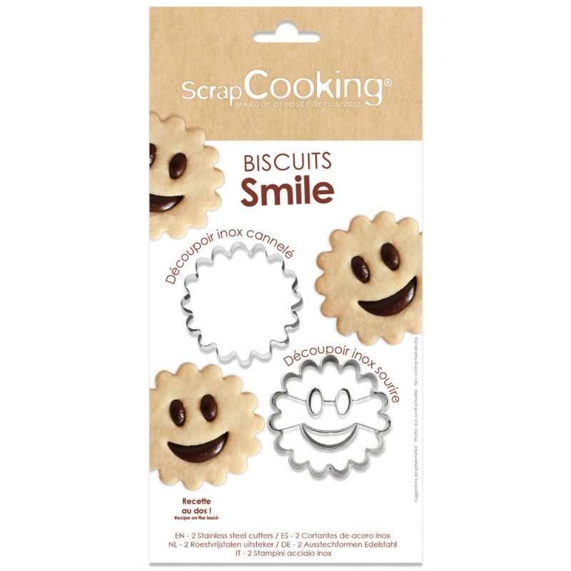 ScrapCooking uitstekers Smile Biscuits set van 2