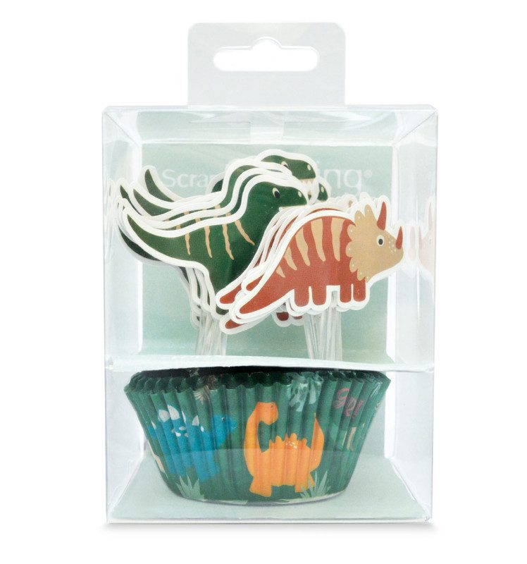 ScrapCooking cupcakevormpjes & Toppers Dino set van 24