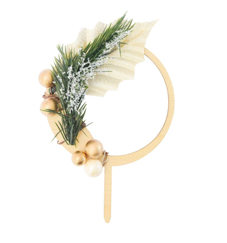 ScrapCooking Wooden Cake Topper Christmas Wreath