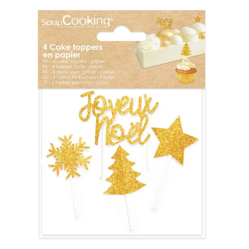 ScrapCooking Gold Christmas Cake Toppers