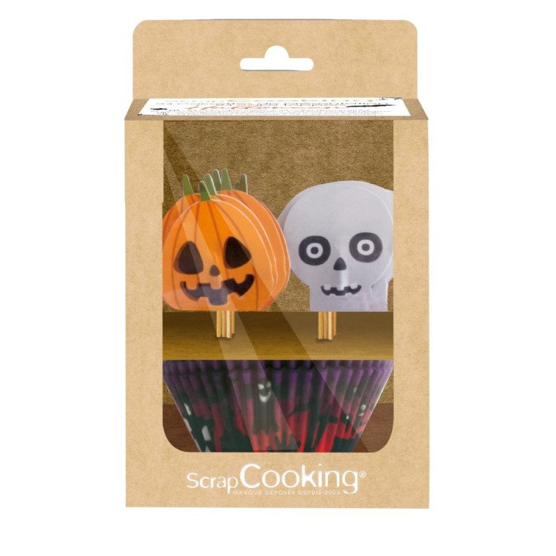 ScrapCooking cupcakevormpjes & Toppers Halloween set van 24