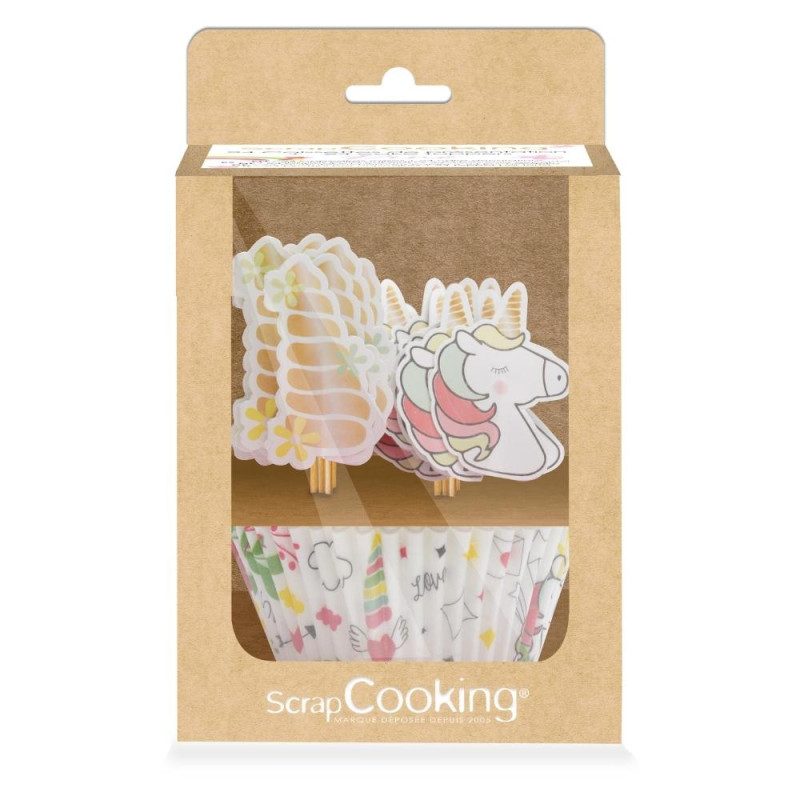 ScrapCooking cupcakevormpjes & Toppers Unicorn set van 24